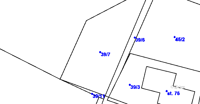 Parcela st. 39/7 v KÚ Klatovec, Katastrální mapa