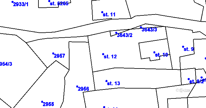 Parcela st. 12 v KÚ Klatovy, Katastrální mapa