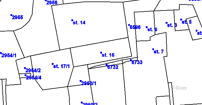 Parcela st. 16 v KÚ Klatovy, Katastrální mapa