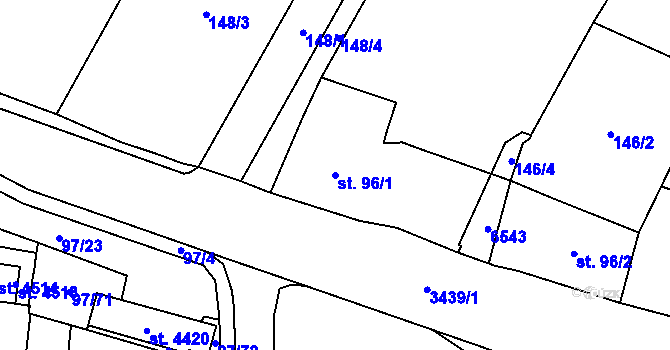 Parcela st. 96/1 v KÚ Klatovy, Katastrální mapa
