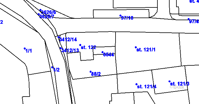 Parcela st. 121/2 v KÚ Klatovy, Katastrální mapa
