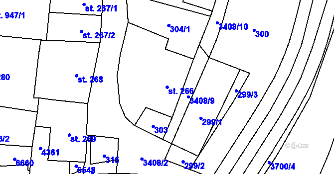 Parcela st. 266 v KÚ Klatovy, Katastrální mapa