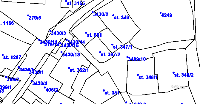 Parcela st. 347/2 v KÚ Klatovy, Katastrální mapa