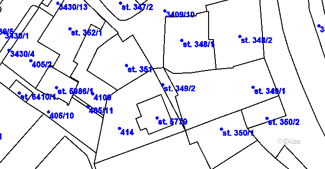 Parcela st. 349/2 v KÚ Klatovy, Katastrální mapa