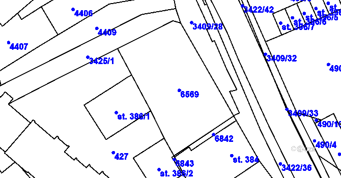 Parcela st. 385 v KÚ Klatovy, Katastrální mapa