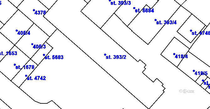 Parcela st. 393/2 v KÚ Klatovy, Katastrální mapa