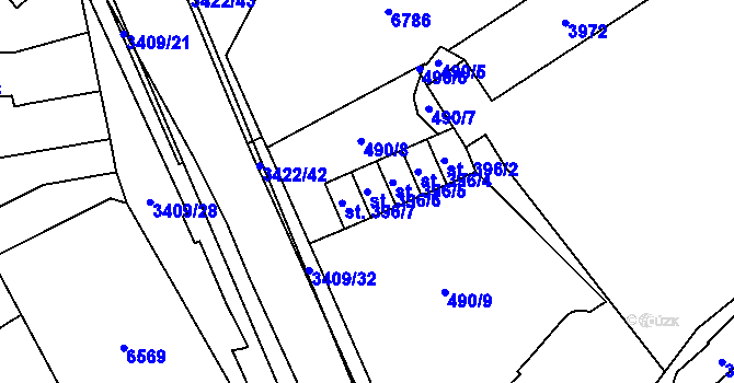 Parcela st. 396/6 v KÚ Klatovy, Katastrální mapa