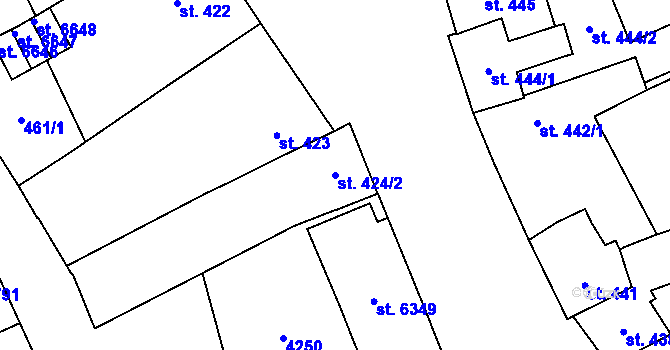 Parcela st. 424/2 v KÚ Klatovy, Katastrální mapa