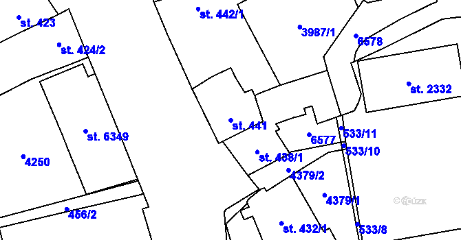 Parcela st. 441 v KÚ Klatovy, Katastrální mapa