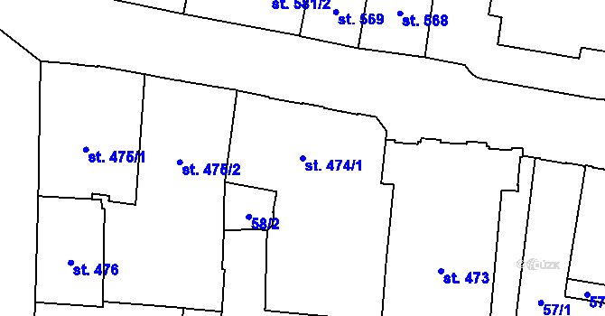 Parcela st. 474/1 v KÚ Klatovy, Katastrální mapa