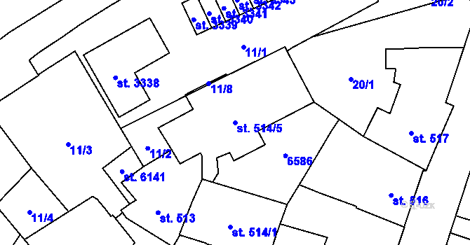 Parcela st. 514/5 v KÚ Klatovy, Katastrální mapa