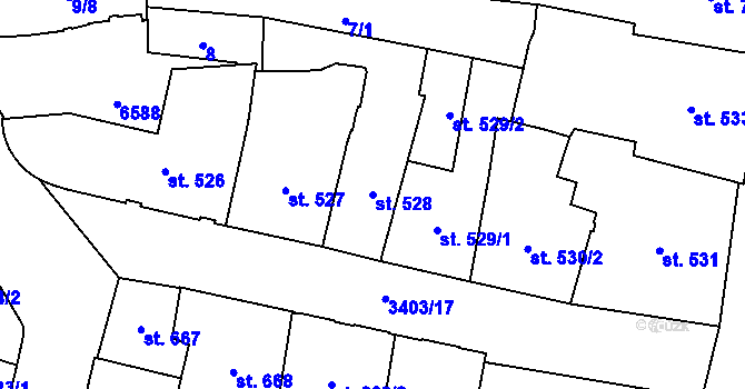 Parcela st. 528 v KÚ Klatovy, Katastrální mapa