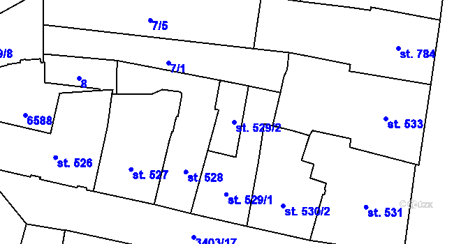 Parcela st. 529/2 v KÚ Klatovy, Katastrální mapa