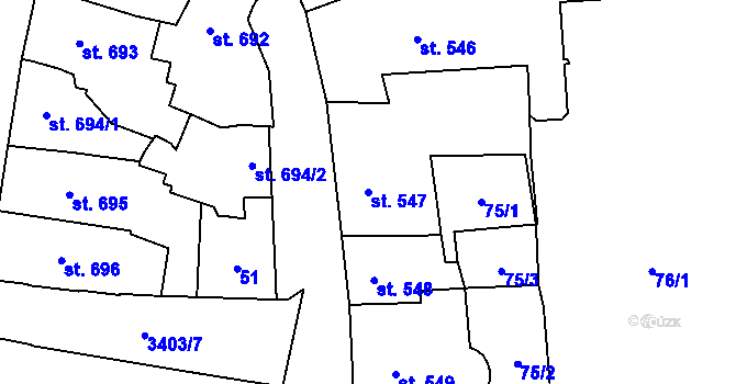 Parcela st. 547 v KÚ Klatovy, Katastrální mapa