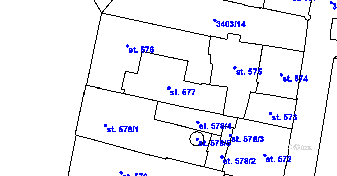 Parcela st. 577 v KÚ Klatovy, Katastrální mapa