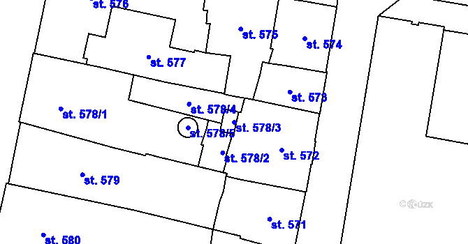 Parcela st. 578/3 v KÚ Klatovy, Katastrální mapa