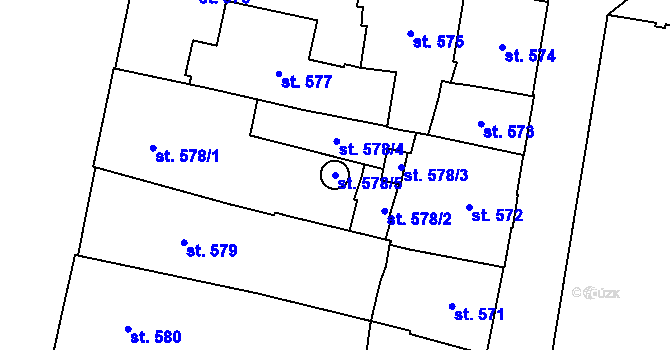 Parcela st. 578/5 v KÚ Klatovy, Katastrální mapa