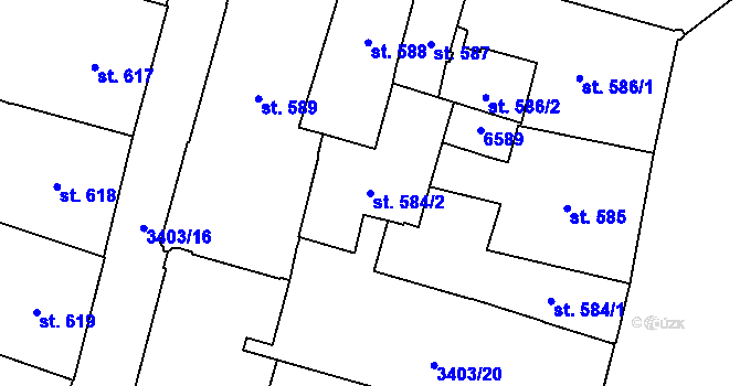 Parcela st. 584/2 v KÚ Klatovy, Katastrální mapa