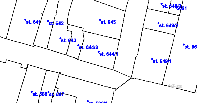 Parcela st. 644/1 v KÚ Klatovy, Katastrální mapa
