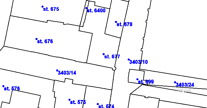 Parcela st. 677 v KÚ Klatovy, Katastrální mapa