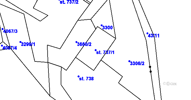 Parcela st. 737/1 v KÚ Klatovy, Katastrální mapa