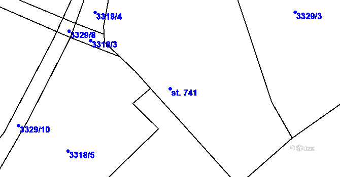 Parcela st. 741 v KÚ Klatovy, Katastrální mapa