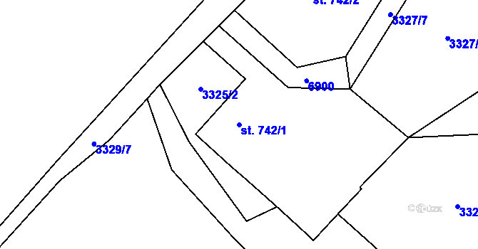 Parcela st. 742/1 v KÚ Klatovy, Katastrální mapa
