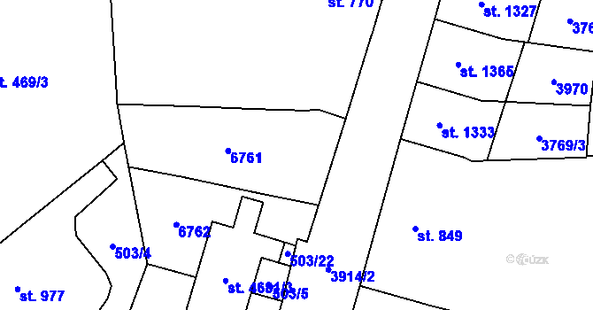 Parcela st. 771/1 v KÚ Klatovy, Katastrální mapa