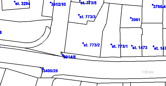 Parcela st. 773/2 v KÚ Klatovy, Katastrální mapa