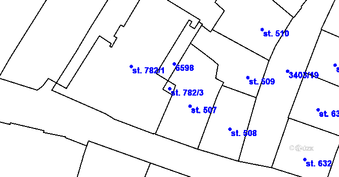 Parcela st. 782/3 v KÚ Klatovy, Katastrální mapa