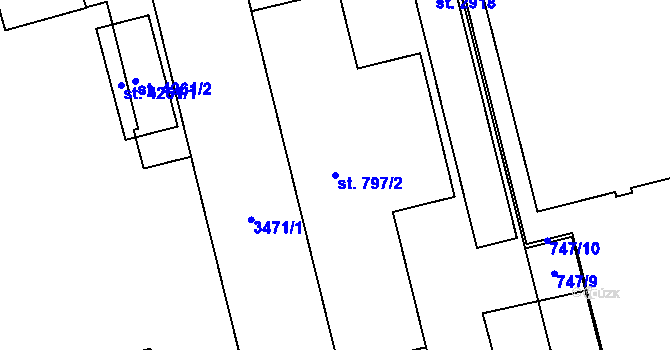 Parcela st. 797/2 v KÚ Klatovy, Katastrální mapa