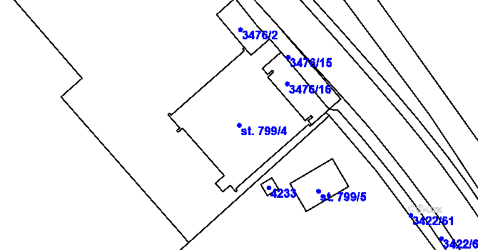 Parcela st. 799/4 v KÚ Klatovy, Katastrální mapa
