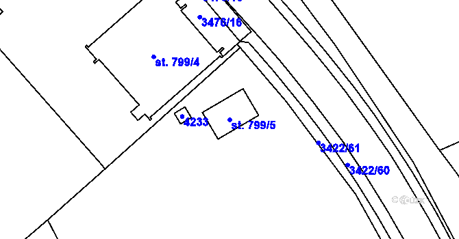 Parcela st. 799/5 v KÚ Klatovy, Katastrální mapa