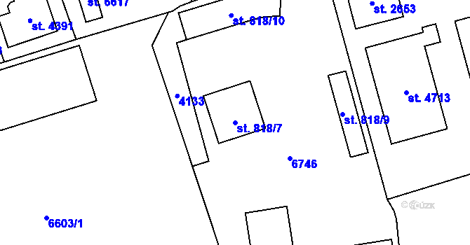 Parcela st. 818/7 v KÚ Klatovy, Katastrální mapa