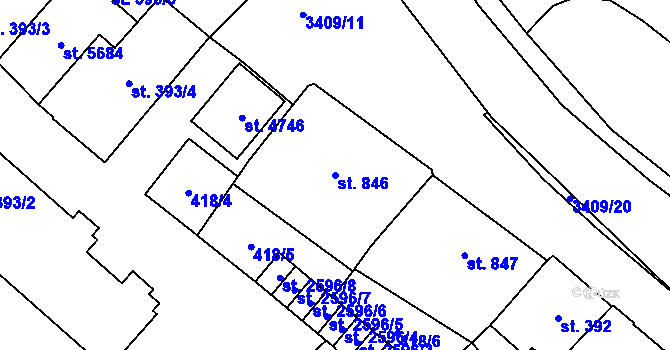 Parcela st. 846 v KÚ Klatovy, Katastrální mapa