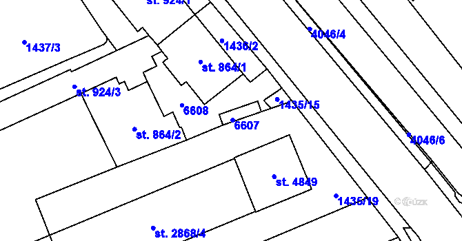 Parcela st. 864/3 v KÚ Klatovy, Katastrální mapa