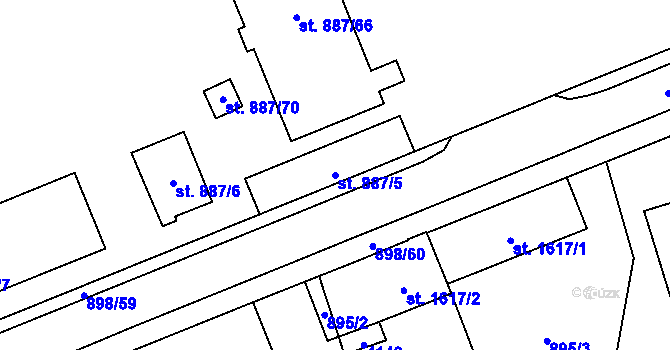 Parcela st. 887/5 v KÚ Klatovy, Katastrální mapa