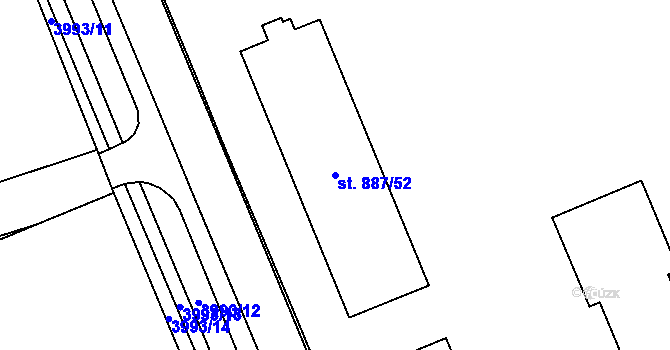 Parcela st. 887/52 v KÚ Klatovy, Katastrální mapa