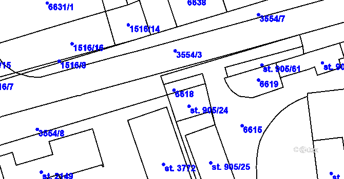 Parcela st. 905/59 v KÚ Klatovy, Katastrální mapa