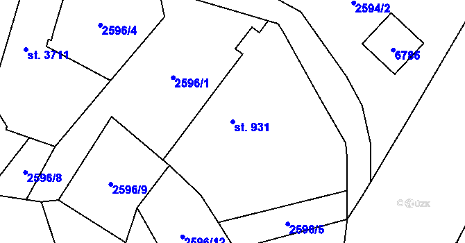 Parcela st. 931 v KÚ Klatovy, Katastrální mapa