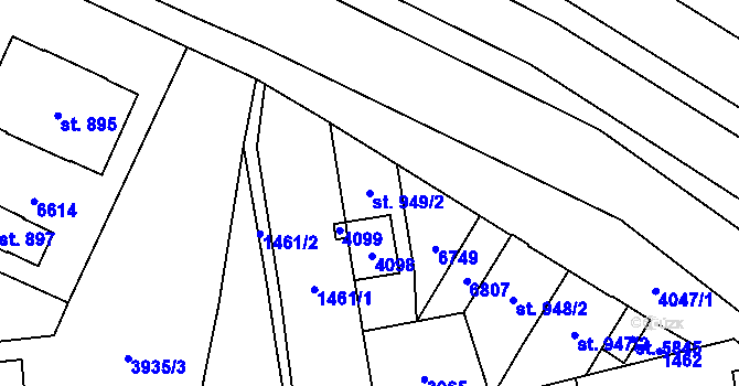Parcela st. 949/2 v KÚ Klatovy, Katastrální mapa