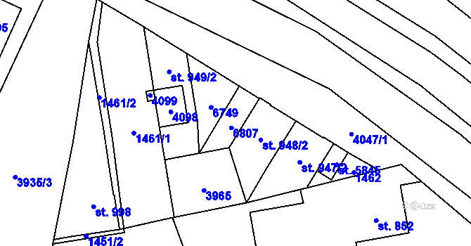 Parcela st. 949/5 v KÚ Klatovy, Katastrální mapa