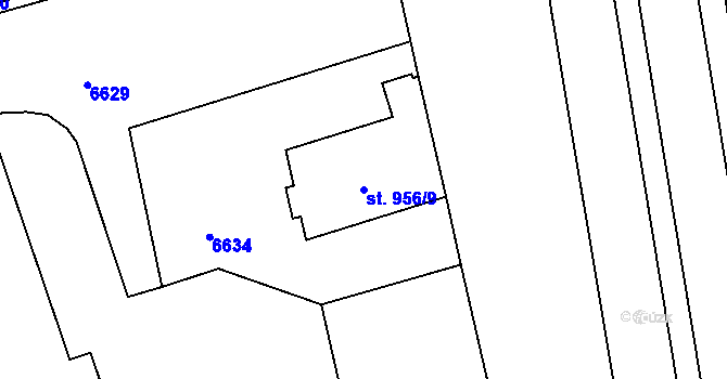 Parcela st. 956/9 v KÚ Klatovy, Katastrální mapa