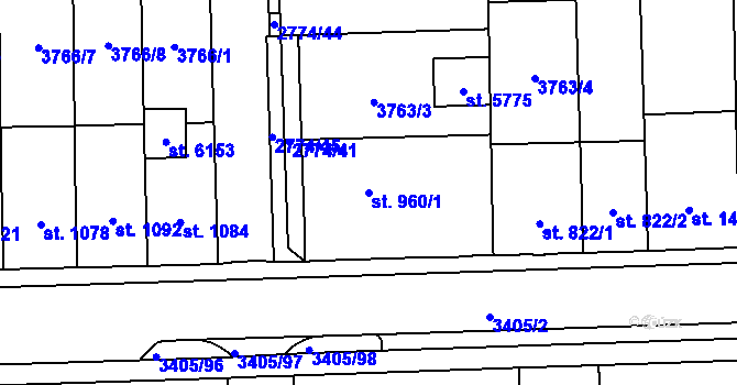 Parcela st. 960/1 v KÚ Klatovy, Katastrální mapa