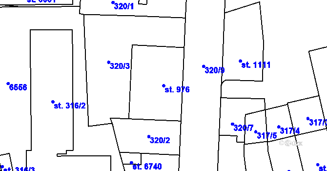 Parcela st. 976 v KÚ Klatovy, Katastrální mapa
