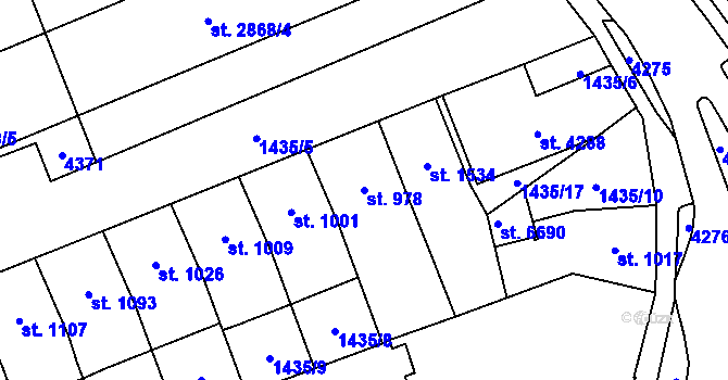 Parcela st. 978 v KÚ Klatovy, Katastrální mapa