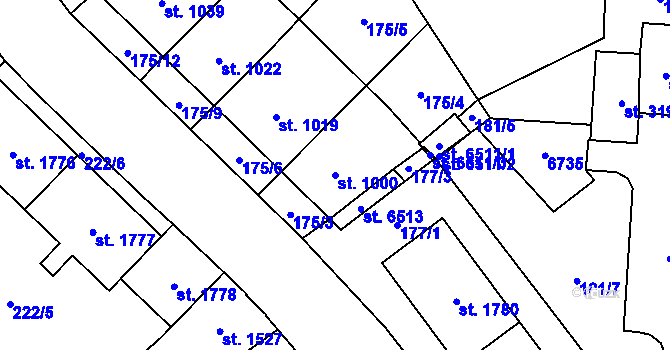 Parcela st. 1000 v KÚ Klatovy, Katastrální mapa