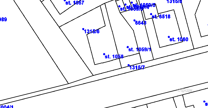 Parcela st. 1058 v KÚ Klatovy, Katastrální mapa