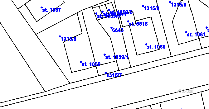 Parcela st. 1059/1 v KÚ Klatovy, Katastrální mapa