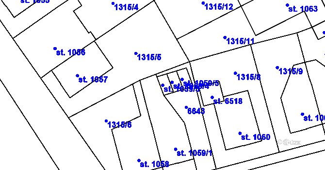 Parcela st. 1059/3 v KÚ Klatovy, Katastrální mapa